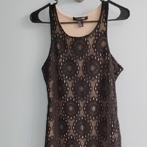 ⭐ NWOT Forever 21 Black and Cream Lace Midi Dress Size Medium